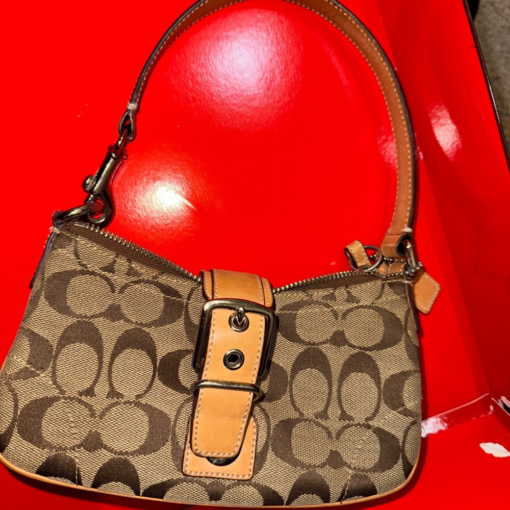 Vintage Coach Brown Signature Shoulder Bag